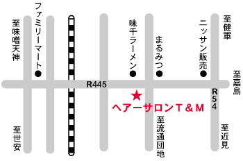 ヘアサロン　T&M地図